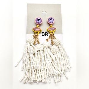 BP. Pink Purple & White Tassel Beaded Earrings NWT